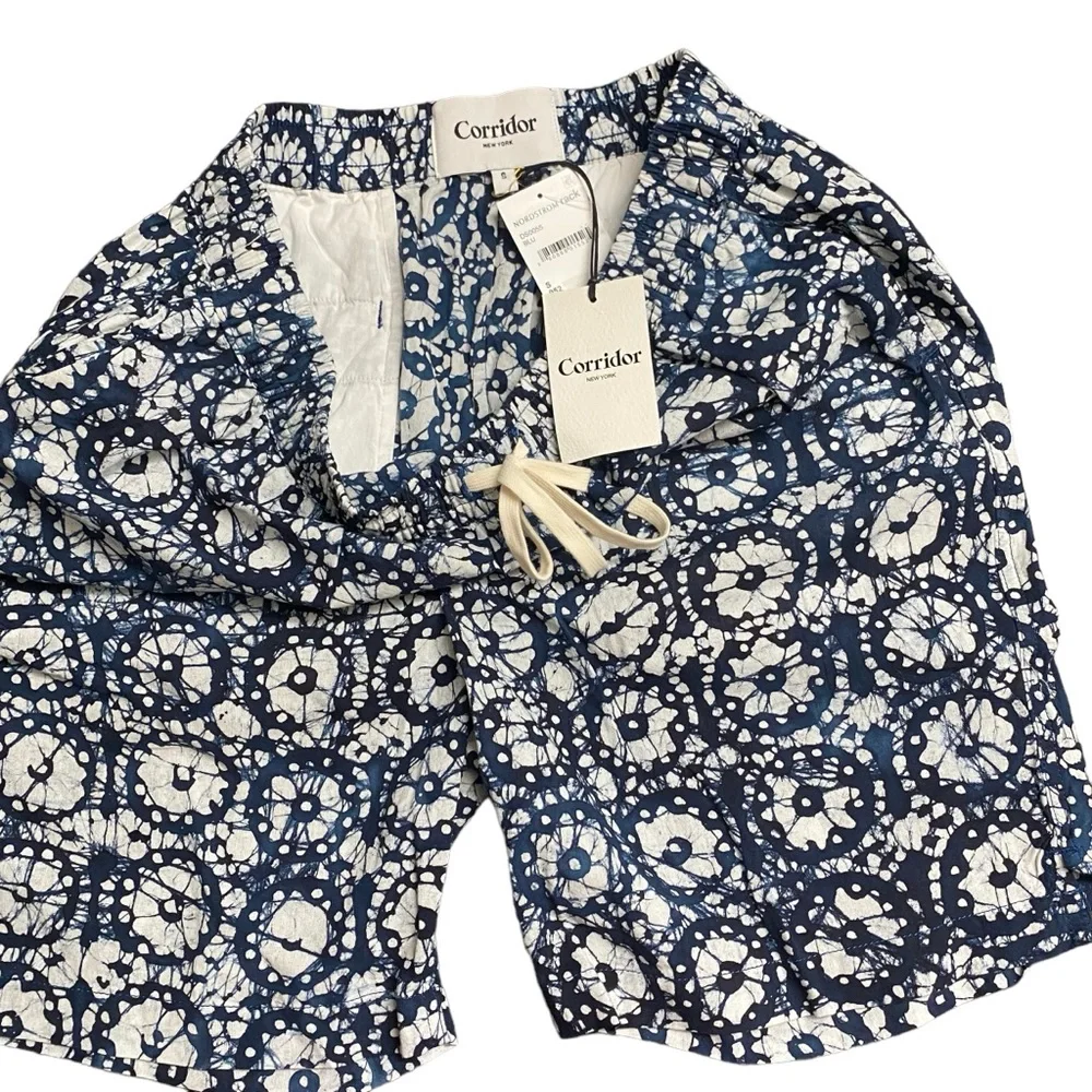 Corridor NYC Drawstring Shorts Mens Unisex Size S Blue Navy Cotton Drawcord NEW - Picture 3 of 12